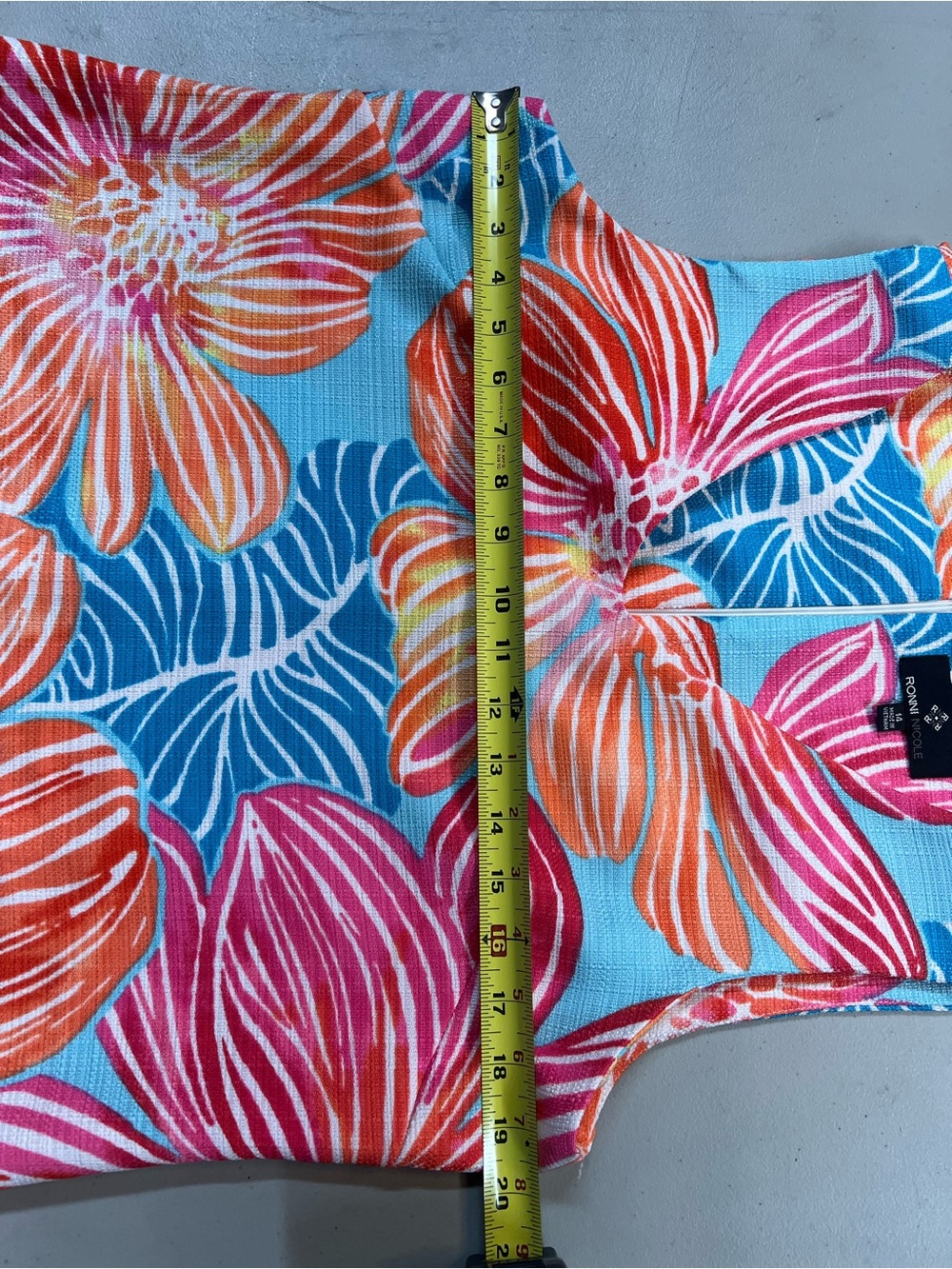 Ronni Nicole Floral Sleeveless Shift Dress Size 14 Tropical Pink Blue Orange - Picture 3 of 6